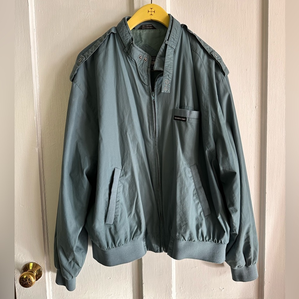 Members Only Vintage Zipper Up Racer Jacket Large Blue